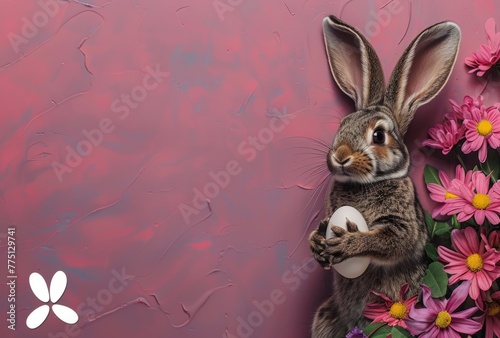 Easter Bunny and egg scene - Spring Easter card background