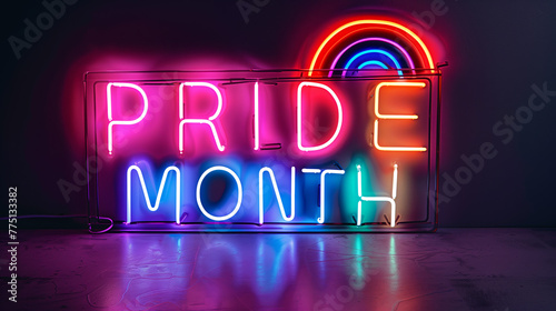 Neon pride month sign  photo