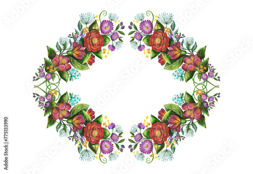 Illustration composition florale colorée sur fond transparent-motif-décoration florale