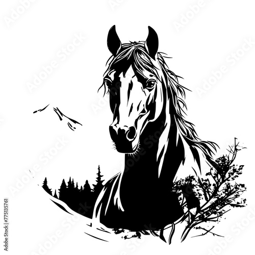 horse head silhouette vector