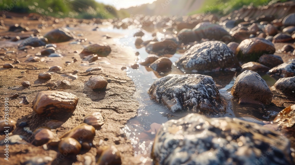 nature with a hyper-realistic depiction of dirt and rocks, their textures meticulously captured in high resolution to create an immersive experience. nature with a hyper-realistic depiction of dirt and rocks, their textures meticulously captured in high resolution to create an immersive experience.
