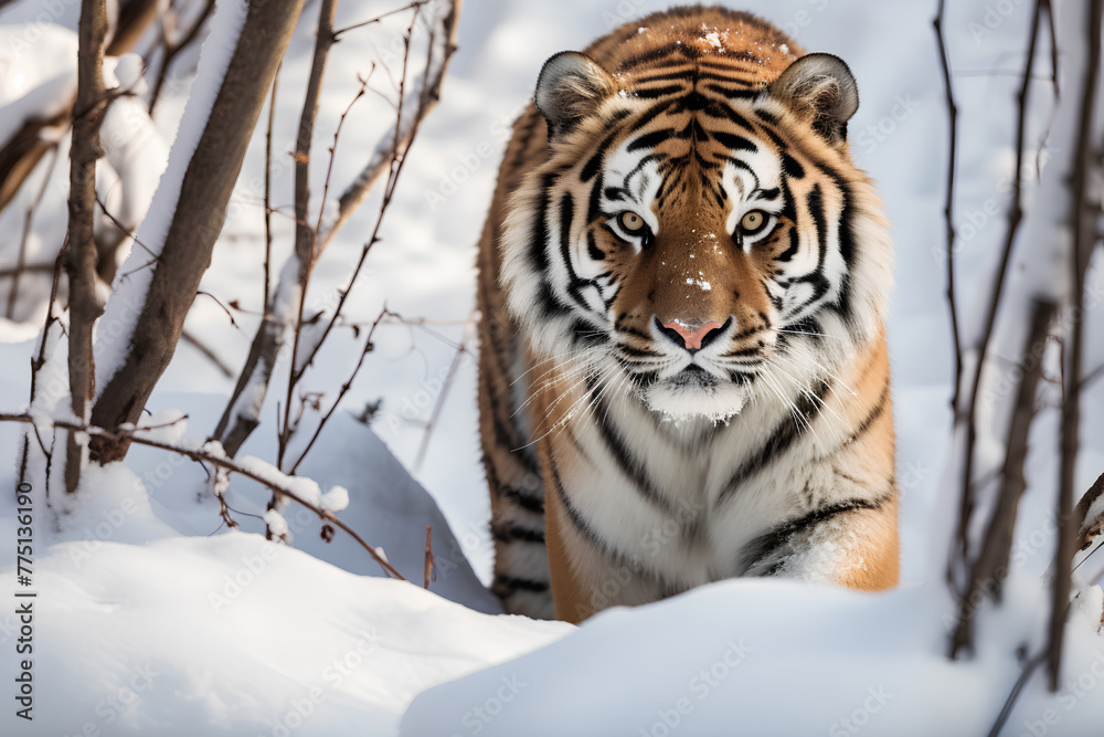 Amur Tiger, inhabiting the Russian Far East
