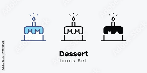 Dessert icon thin line and glyph vector icon stock illustration 