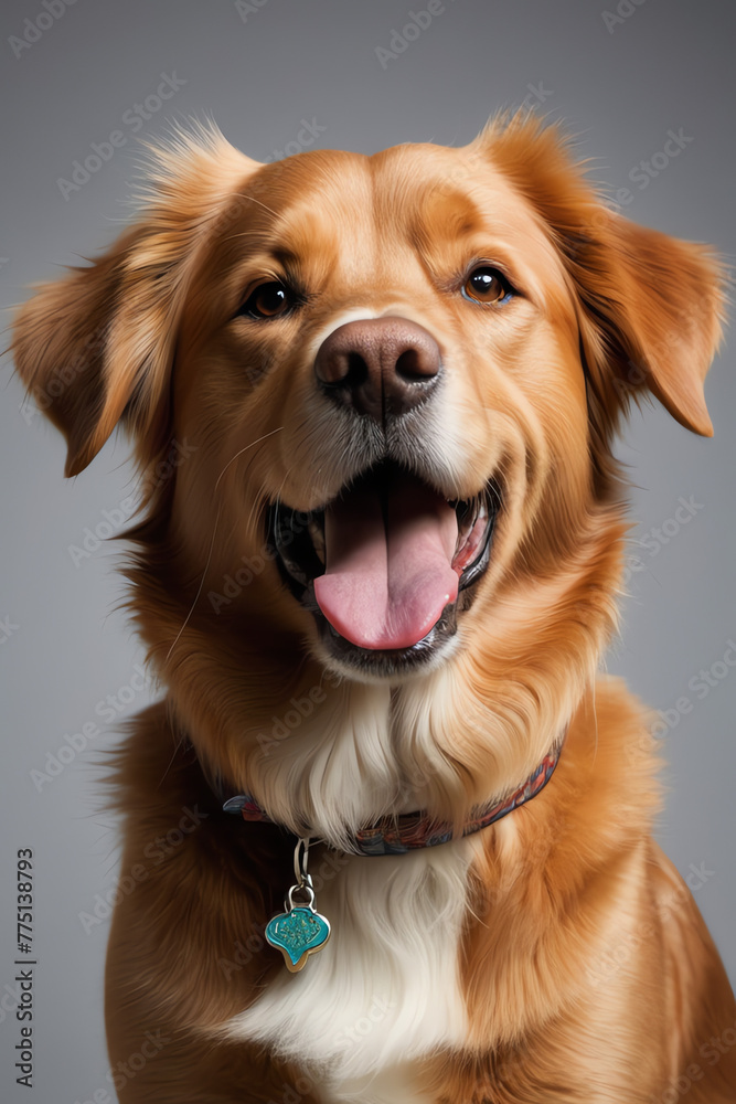 Happiness Unleashed: Joyful Dog Illustration in Bold Colors Background Wallpaper