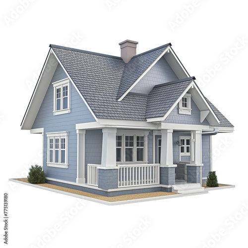 3d modern house Isolated on transparent background