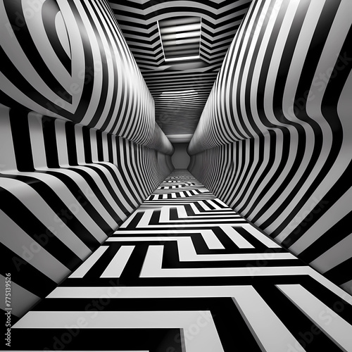 Black and white bold stripes pattern, illusory motion
