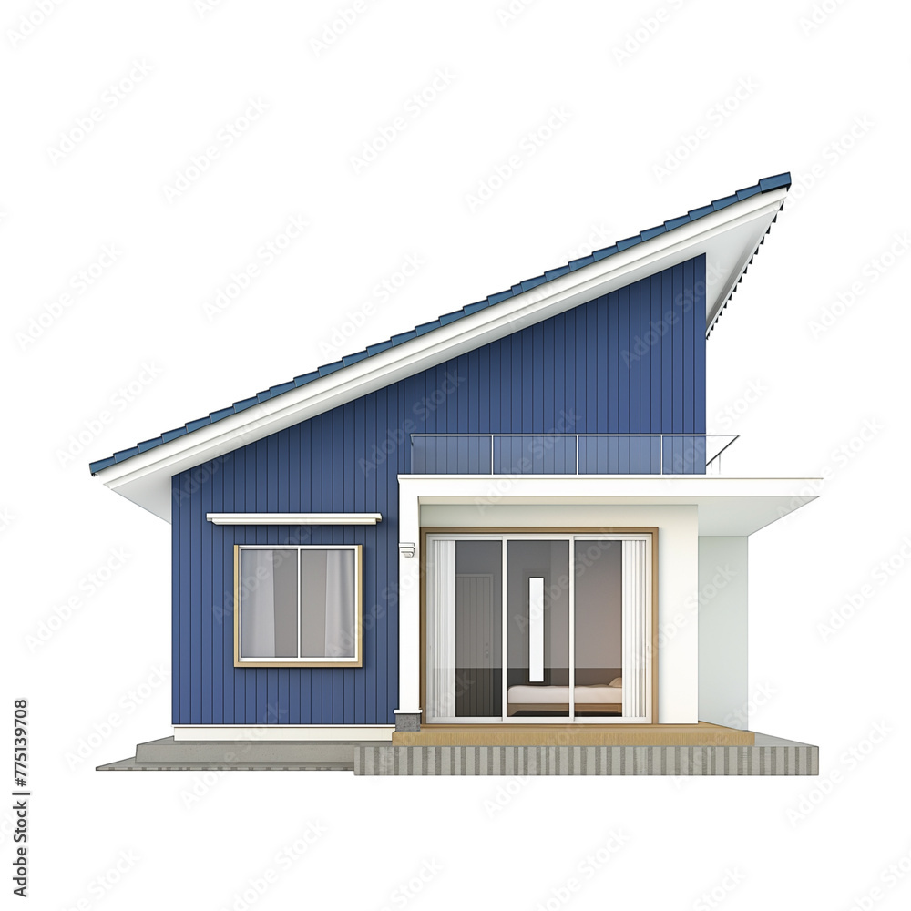 3d modern house Isolated on transparent background