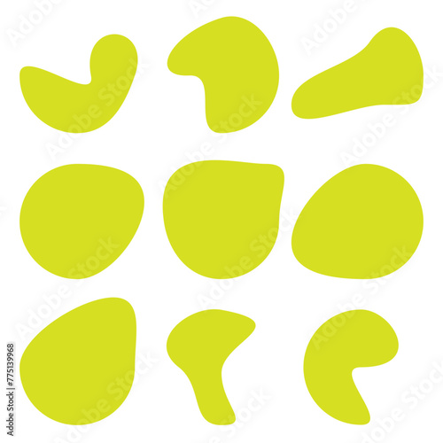Blob shape organic set. Fluid cooler blob shape vector for abstract design.Irregular random minimal blob form. Abstract watery forms template. Organic blobs set icon on transparent background.