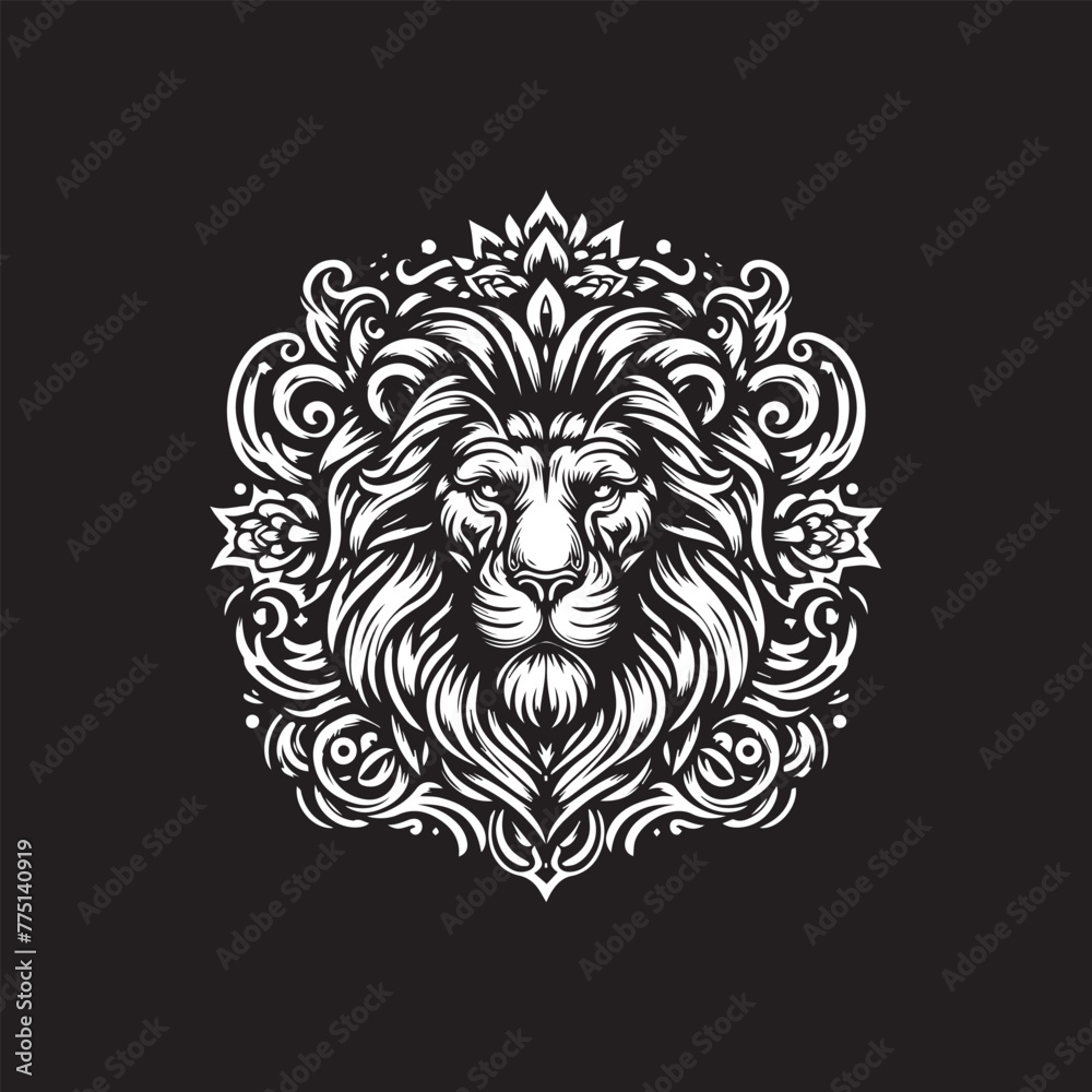 Fototapeta premium Lion tattoo line art vector design-002