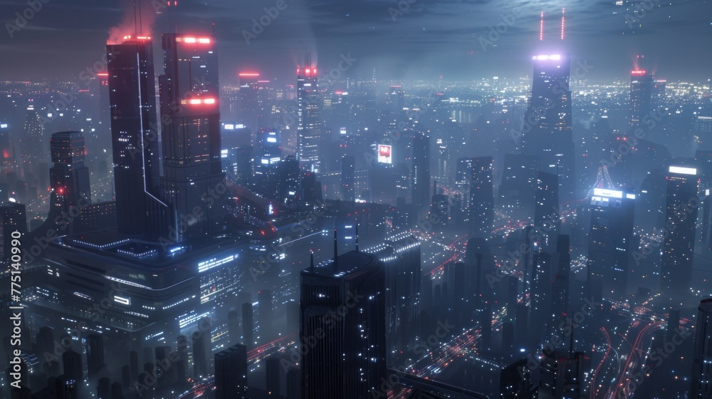 Obraz premium cityscape, night, realistic, cinematic, good composition