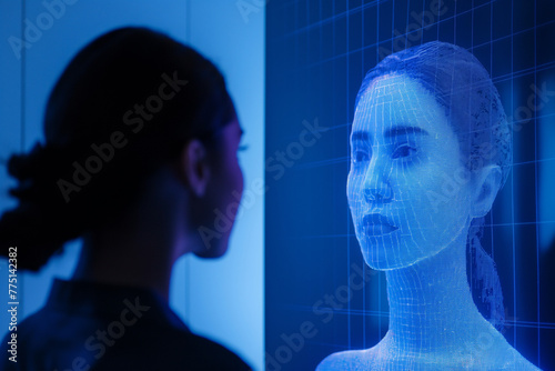 Futuristic AI Avatars and Digital Doubles - Human-Machine Interaction photo