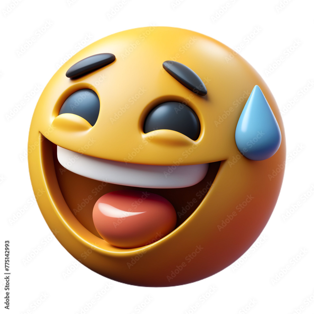 Fototapeta premium Grinning Face with Sweat Emoji 3D Icon