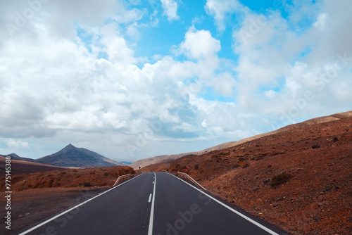 Asphalt winding mountain roads. In the desert area of Fuerteventura. © Tomasz
