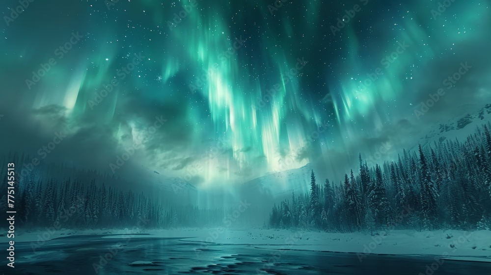 Arctic wilderness  cinematic timelapse of shimmering northern lights in high res night sky