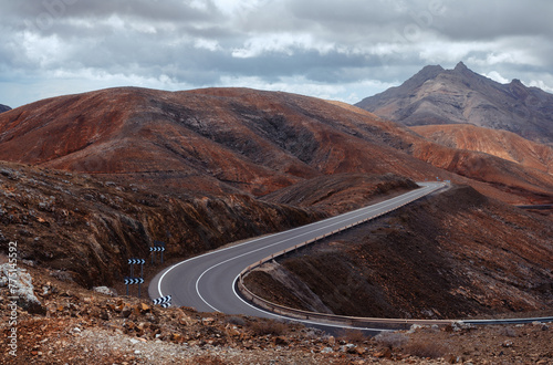 Asphalt winding mountain roads. In the desert area of Fuerteventura. © Tomasz