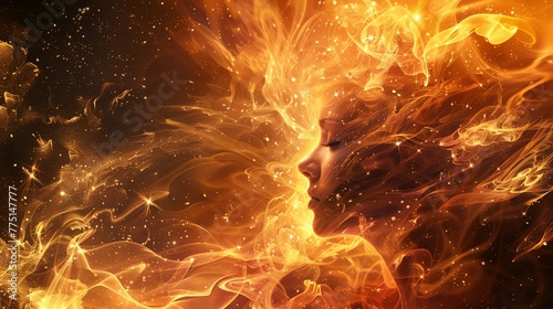 a painted woman with her eyes closed