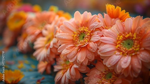 Flower Garlands Prepared for a Hindu Ceremony The flowers edges soften