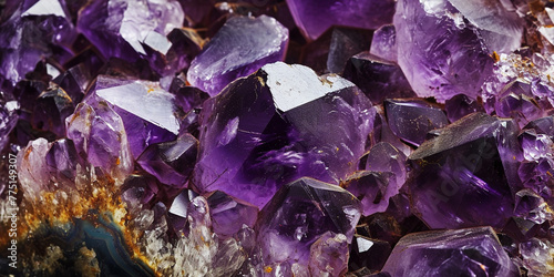 Elegant texture in amethyst colors. Luxury panoramic background. Bunch of amethyst detailed texture surface. purple mineral Amethyst Closeup shot of a purple amethyst texture Sugilite Charoite