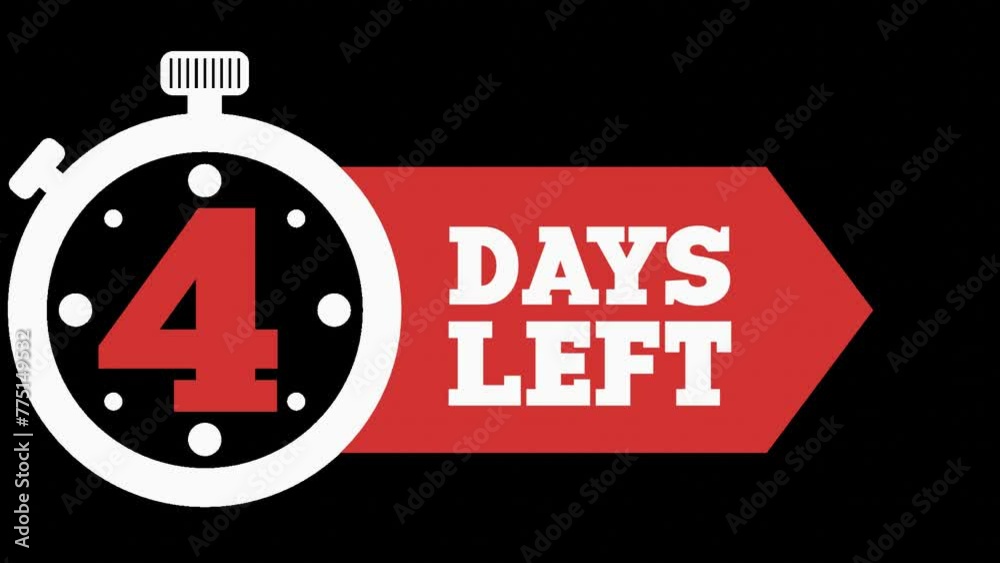 Vidéo Stock 4 Days Left. 4 days to go Countdown Timer. Alpha channel ...