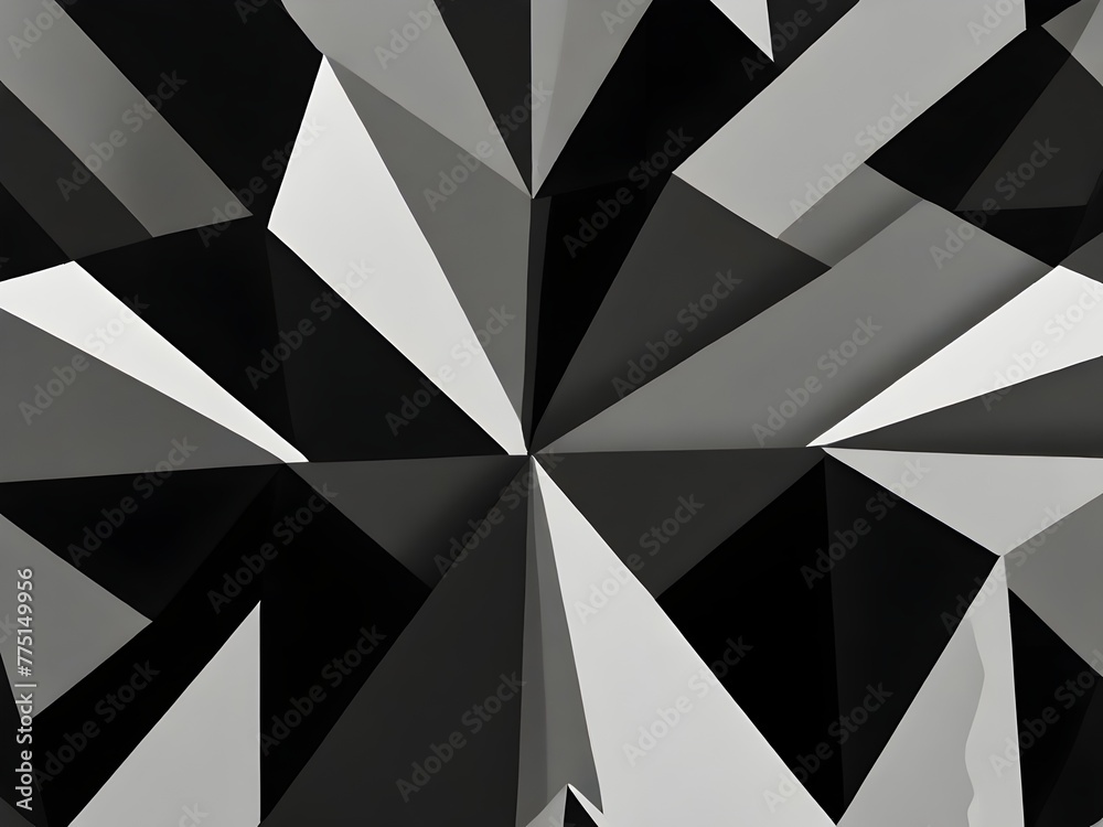 An abstract geometric pattern featuring sharp lines and angles in a monochrome palette, generative AI - obrazy, fototapety, plakaty 