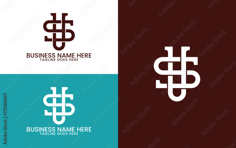 Obraz premium SU Interlocking monogram logo design or US Interlocking monogram