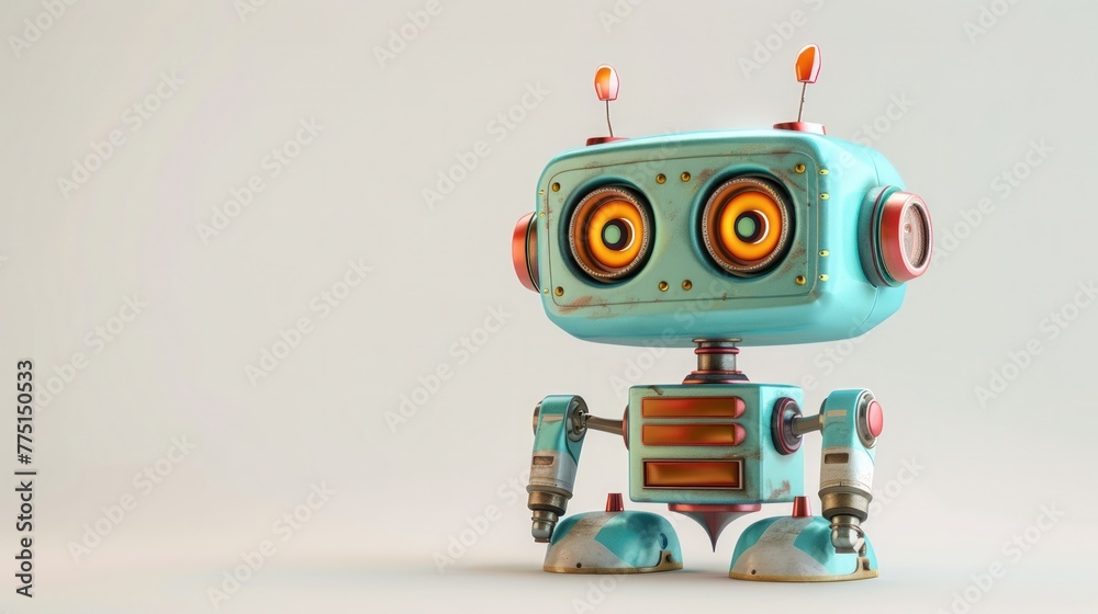 3D robot, technological concept personal assistant, support, chatbot, assistant, support service. Background for advertising the capabilities of artificial intelligence and work technology.