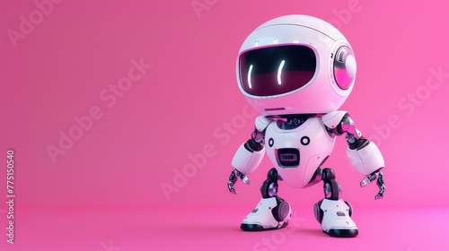 3D robot, technological concept personal assistant, support, chatbot, assistant, support service. Background for advertising the capabilities of artificial intelligence and work technology.
