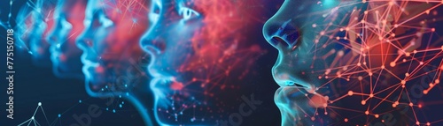 Emotion recognition technology, illustrating AI interpreting human feelings through facial expressions and speech low noise