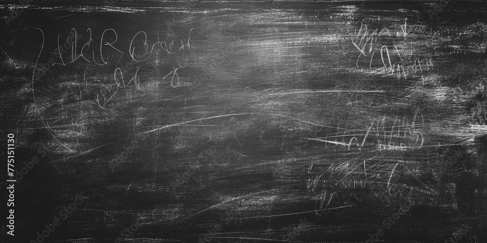 Empty black anthracite concrete stone surface texture. Blackboard Chalkboard texture. Empty blank black chalkboard. School board background with traces of chalk. Cafe, bakery, restaurant menu template - obrazy, fototapety, plakaty 