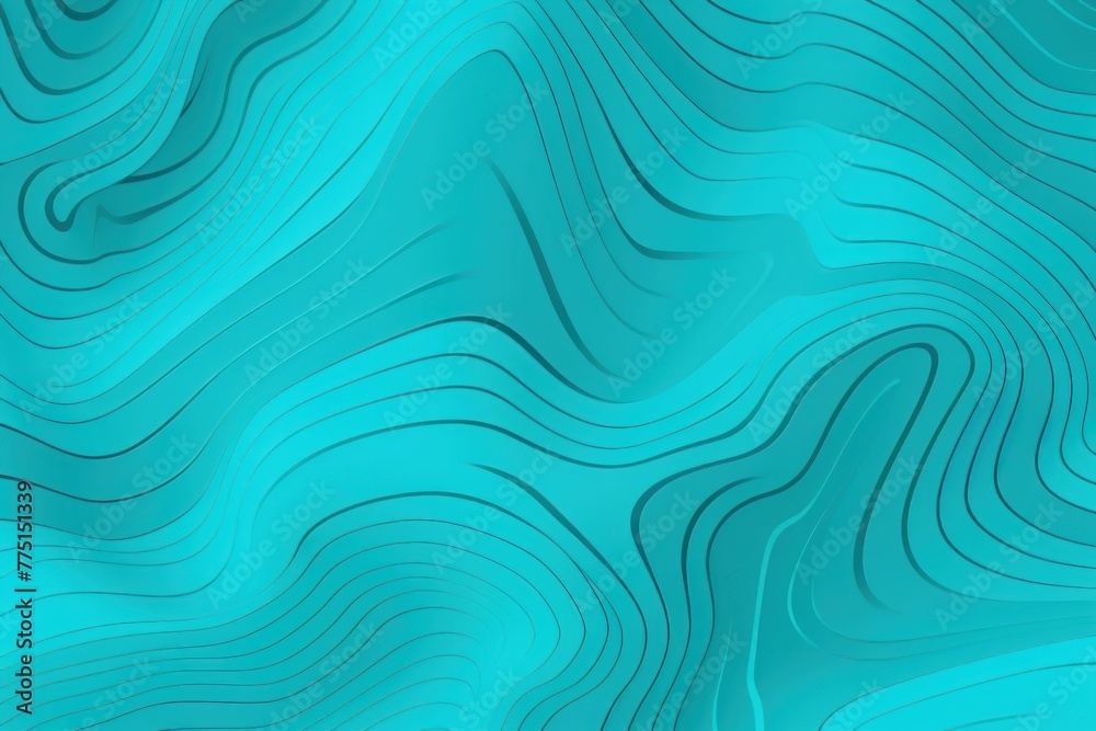 Turquoise topographic line contour map seamless pattern background with copy space 