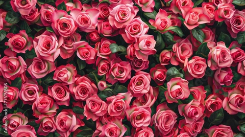 many pink roses arranged flat against a background  perfect for high-angle  top-down  and wide-angle photography capturing their delicate petals and vibrant colors. SEAMLESS PATTERN