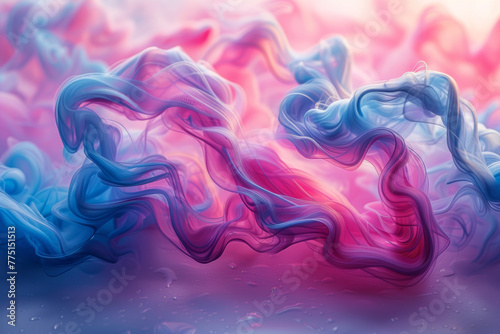 A swirl of magenta and turquoise pigments dancing across the paper, evoking a sense of rhythmic movement and spontaneity. Concept of expressive watercolor abstraction. Generative Ai.