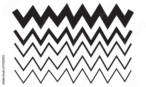 Vector water waves. Set of wavy zigzag lines. Vector zigzag lines and waves, wavy pattern. Black curved lines pattern in abstract style. Vector illustration