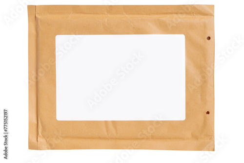 Paper kpaft envelope with blank space for inscription. On a blank background