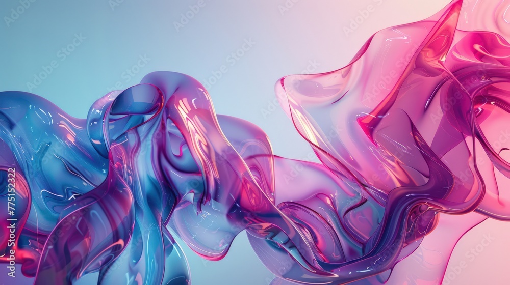 Obraz premium Rainbow wave - abstract digital background for advertising, presentations, wallpaper. Transparent colored waves, motion fabric, liquid.