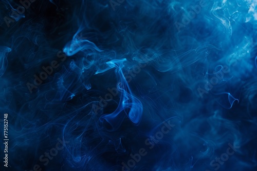 Abstract Blue Smoke Waves in Artistic Flow
