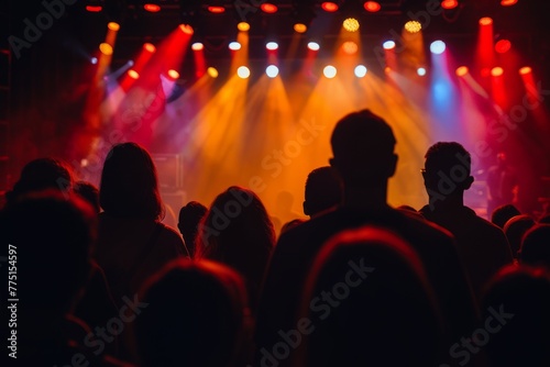 Audience Silhouettes Against Dazzling Concert Lights