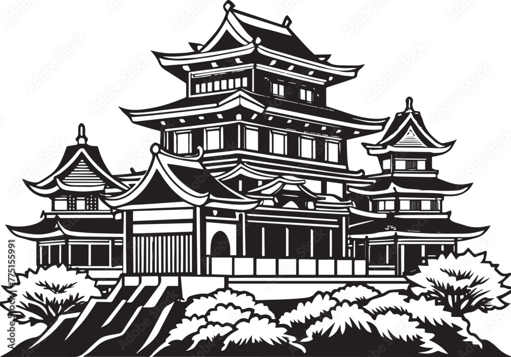 Japanese architecture. Hand drawn vector illustration
Japanese architecture. Hand drawn vector illustration