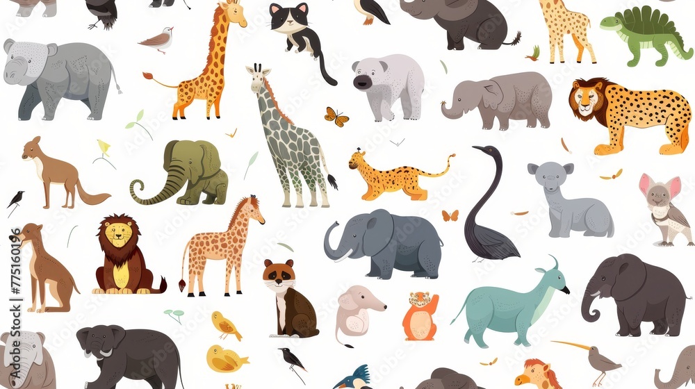Obraz premium lots of animals in cartoon style of Rod Scribner 