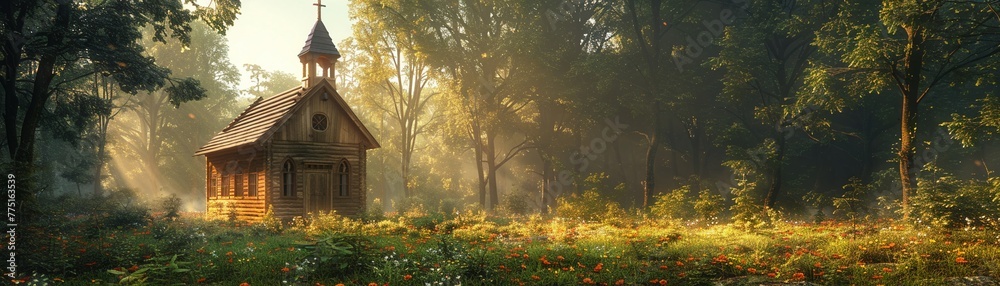 Rustic Wooden Chapel Nestled in Serene Nature Rustic Wooden Chapel Nestled in Serene Nature