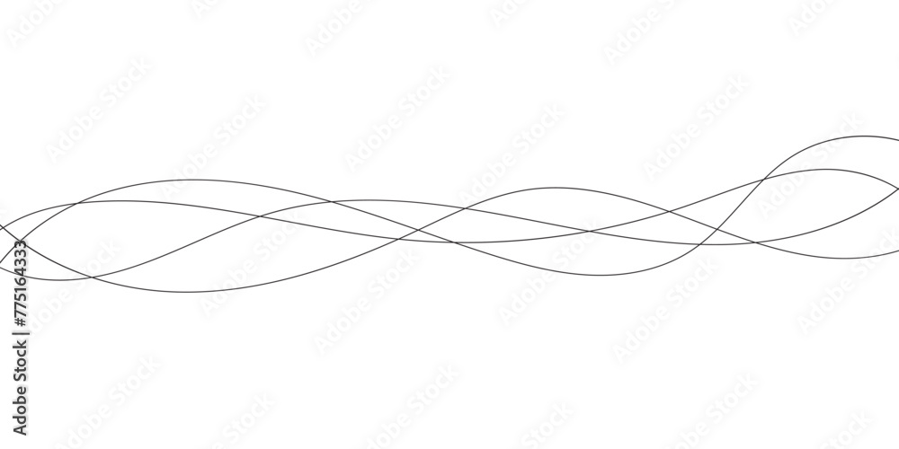 Black line wave in abstract style on white background. Curved lines. Abstract art background vector.