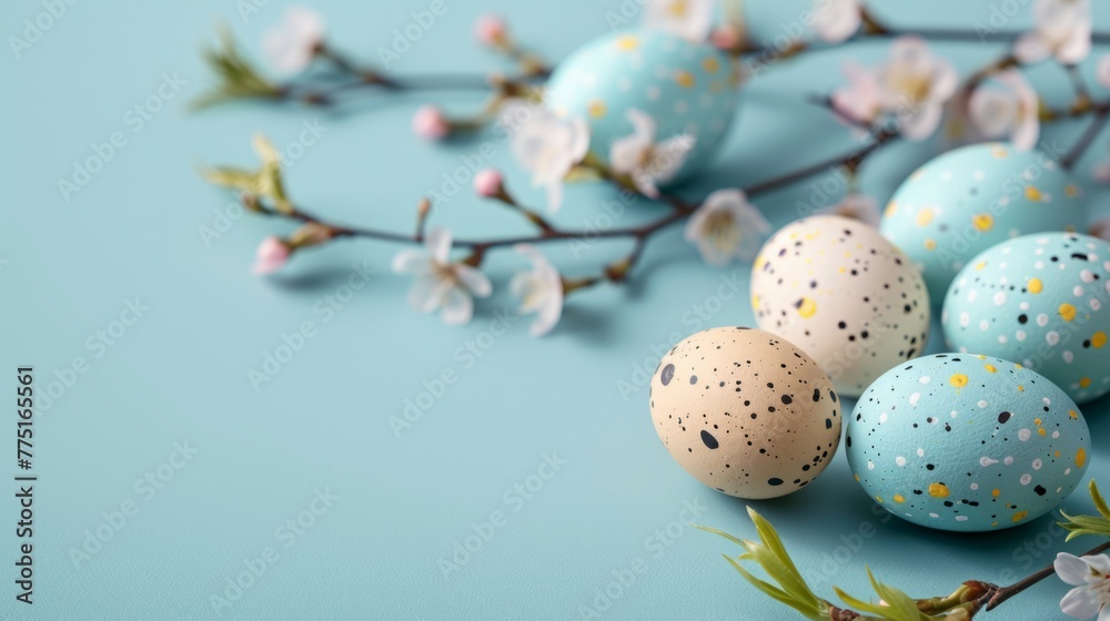 Easter card background in spring - Easter bunny and egg scene Easter card background in spring - Easter bunny and egg scene