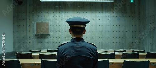 A man in uniform in a room