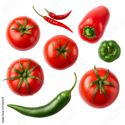 Vegetables isolated on transparent background