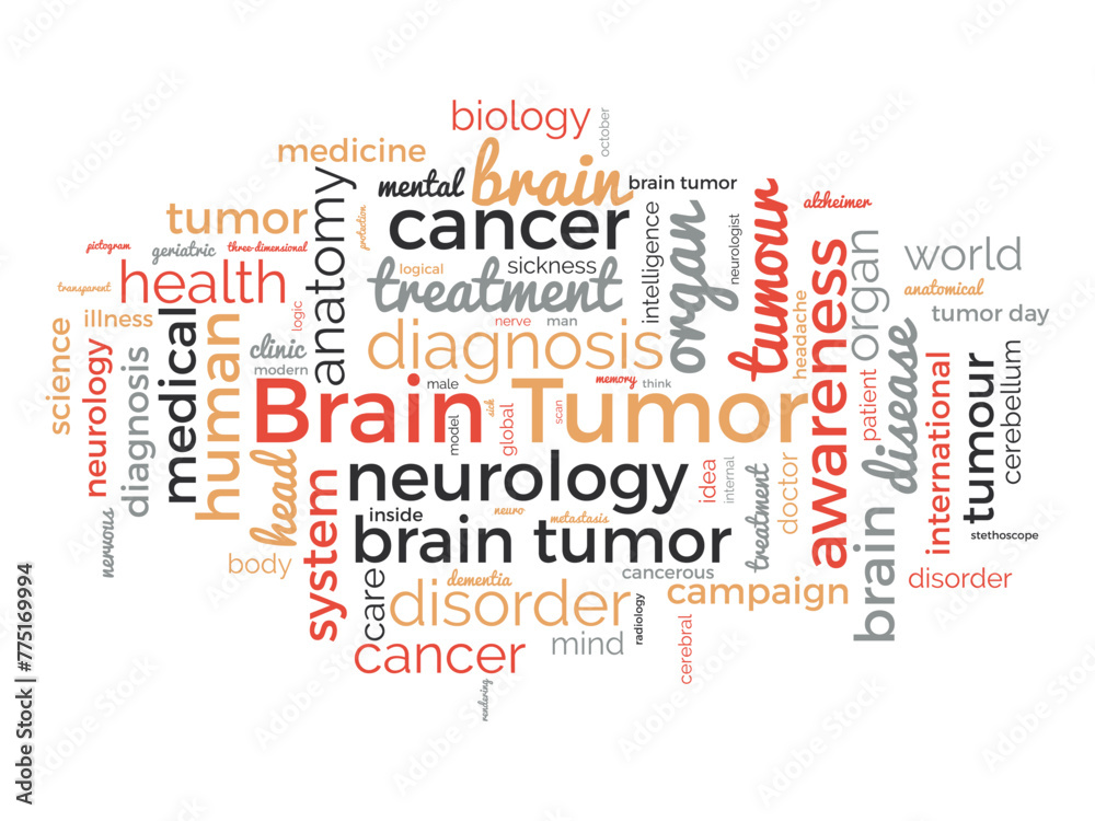 Brain Tumor word cloud template. Health and Medical awareness concept vector background. Brain Tumor word cloud template. Health and Medical awareness concept vector background.