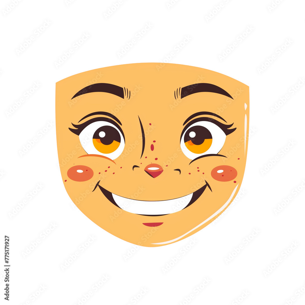 Vector art emoticon: smiling face with bright sparkling eyes in a minimalist design Vector art emoticon: smiling face with bright sparkling eyes in a minimalist design