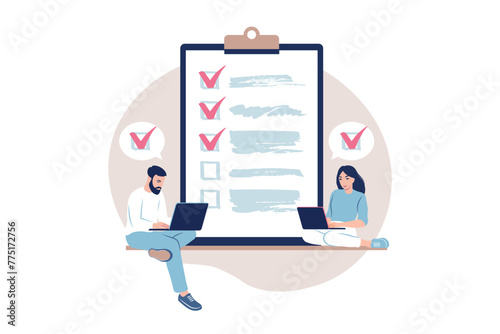Survey concept. Feedback from customers or opinion form. Client answers understanding with professional research team. 