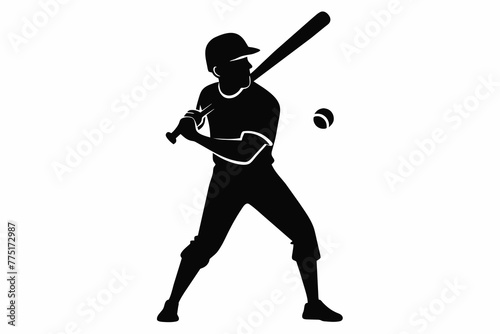 A baseball player hitting ball silhouette vector illustration Sports 