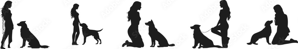 silhouette of a woman with dog