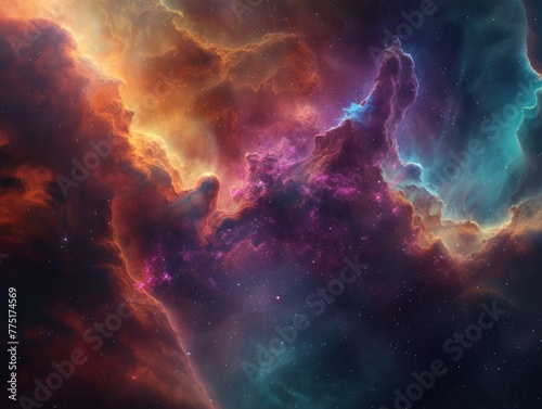 A journey through a nebula  its gases painting the void of space with vibrant colors